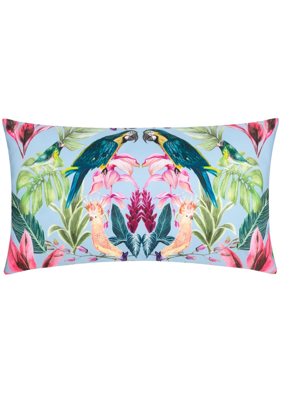 Wylder Tropics Blue Kali Birds Filled Outdoor Cushions (30cm x 50cm x 8cm)