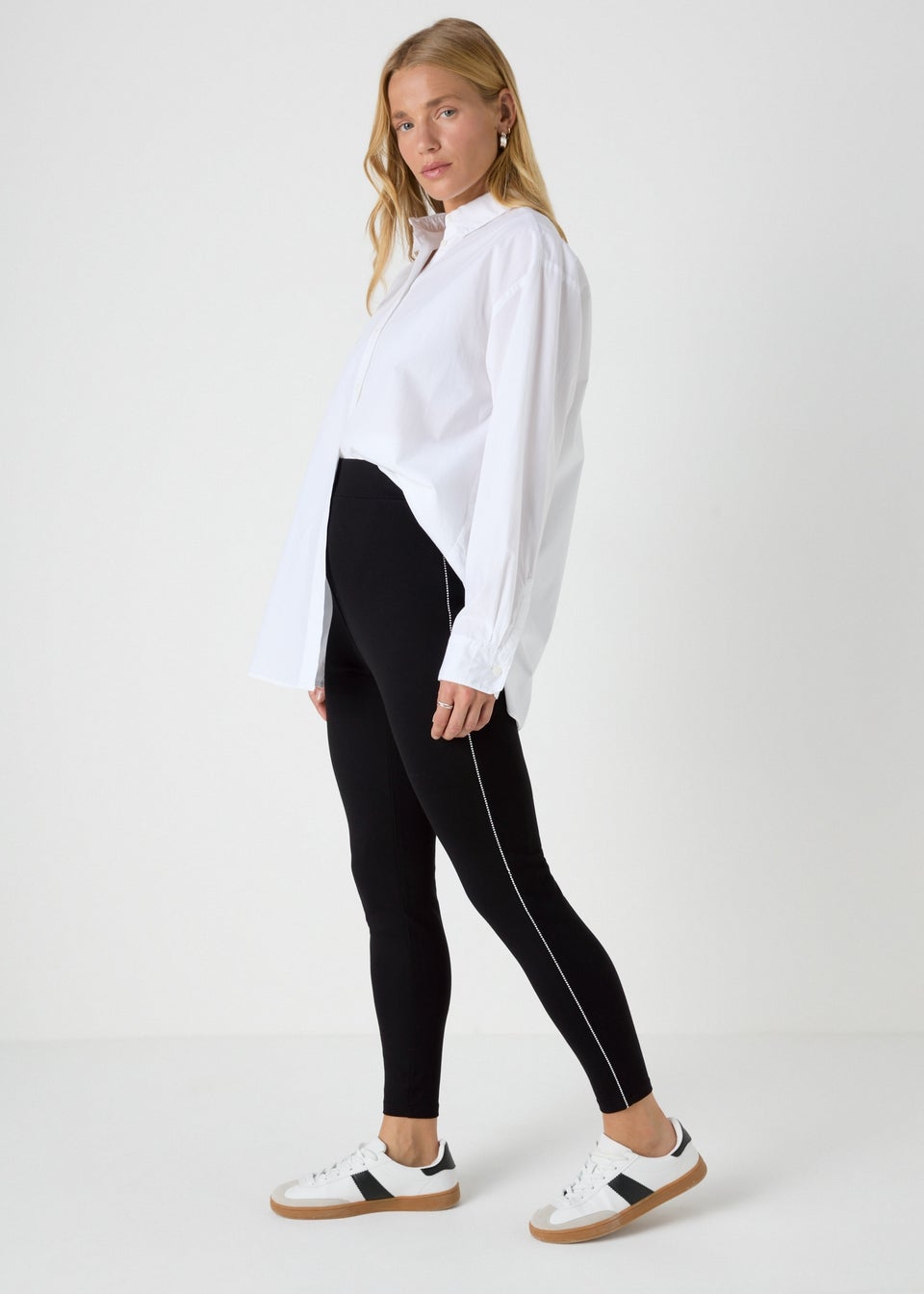 Black Diamante Side Leggings Matalan