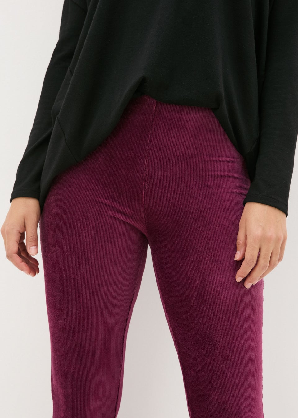 Burgundy Velvet Corduroy Leggings Matalan