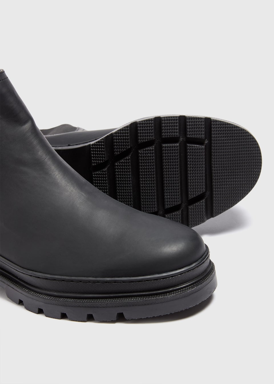 Black Faux Leather Chelsea Boots