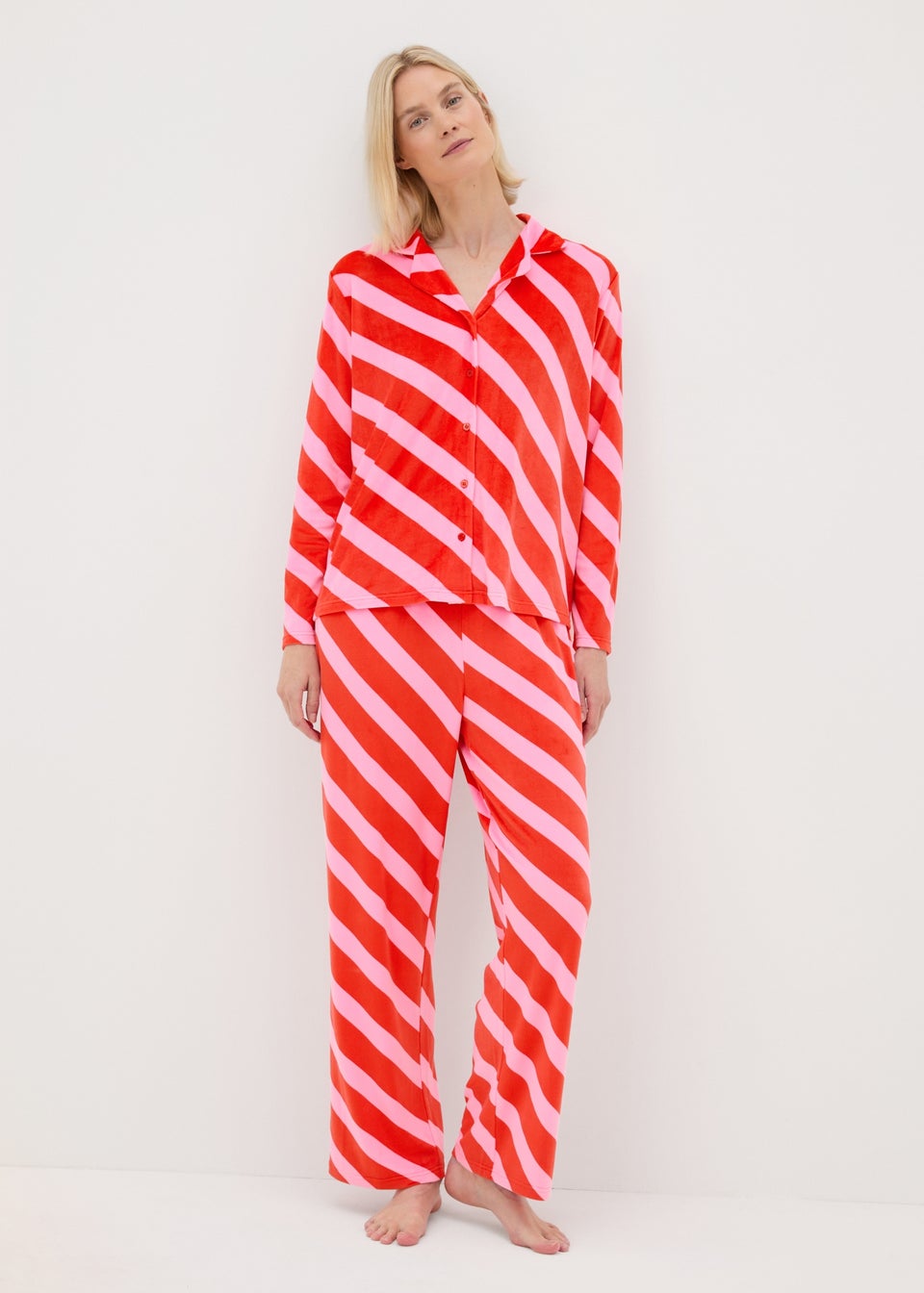 Red Candy Stripe Pyjama Set Matalan