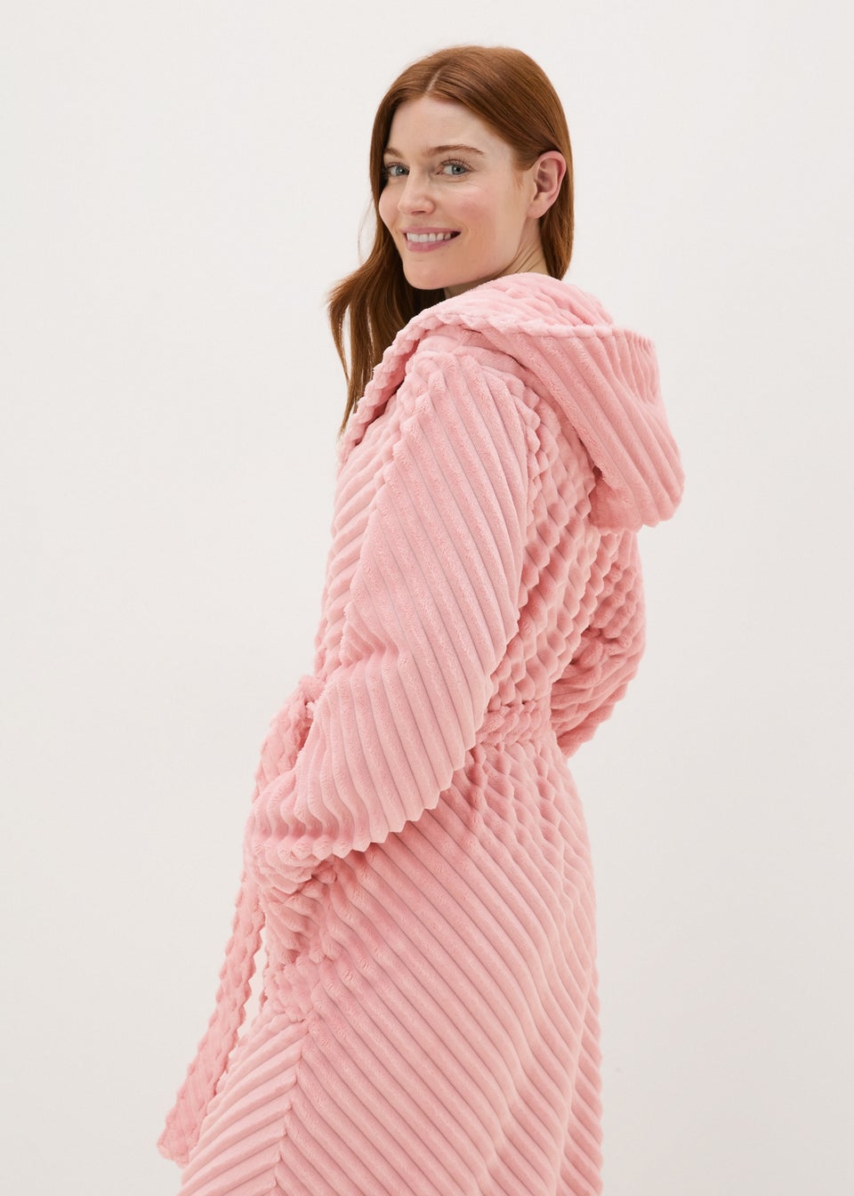 Pink Diagonal Fleece Dressing Gown