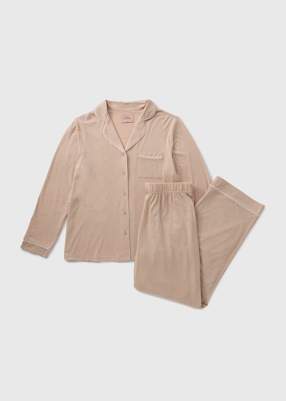 Mink Shimmer Button Up Pyjama Set Matalan