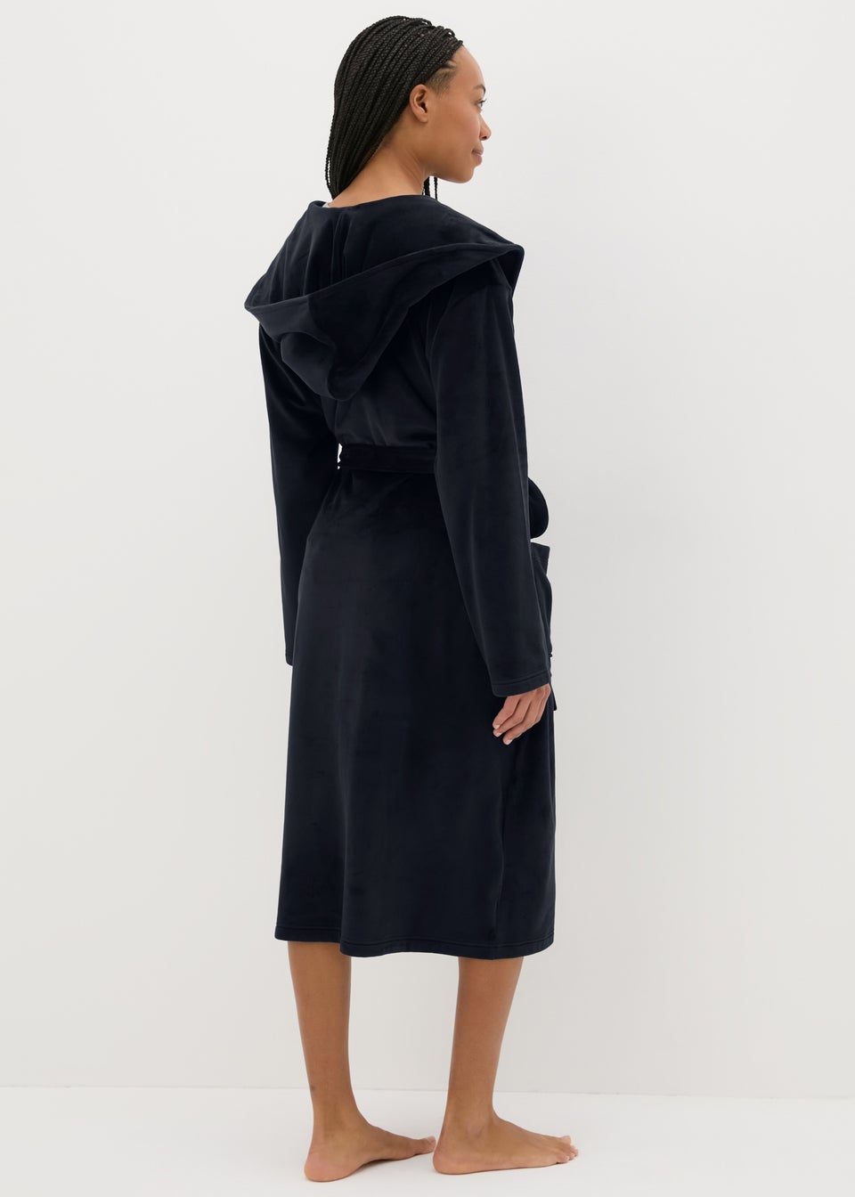 Black hooded dressing gown ladies online
