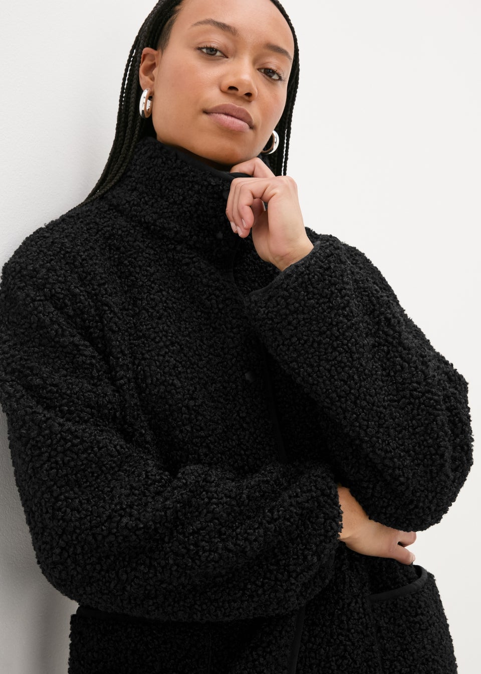 Black Long Borg Coat Matalan