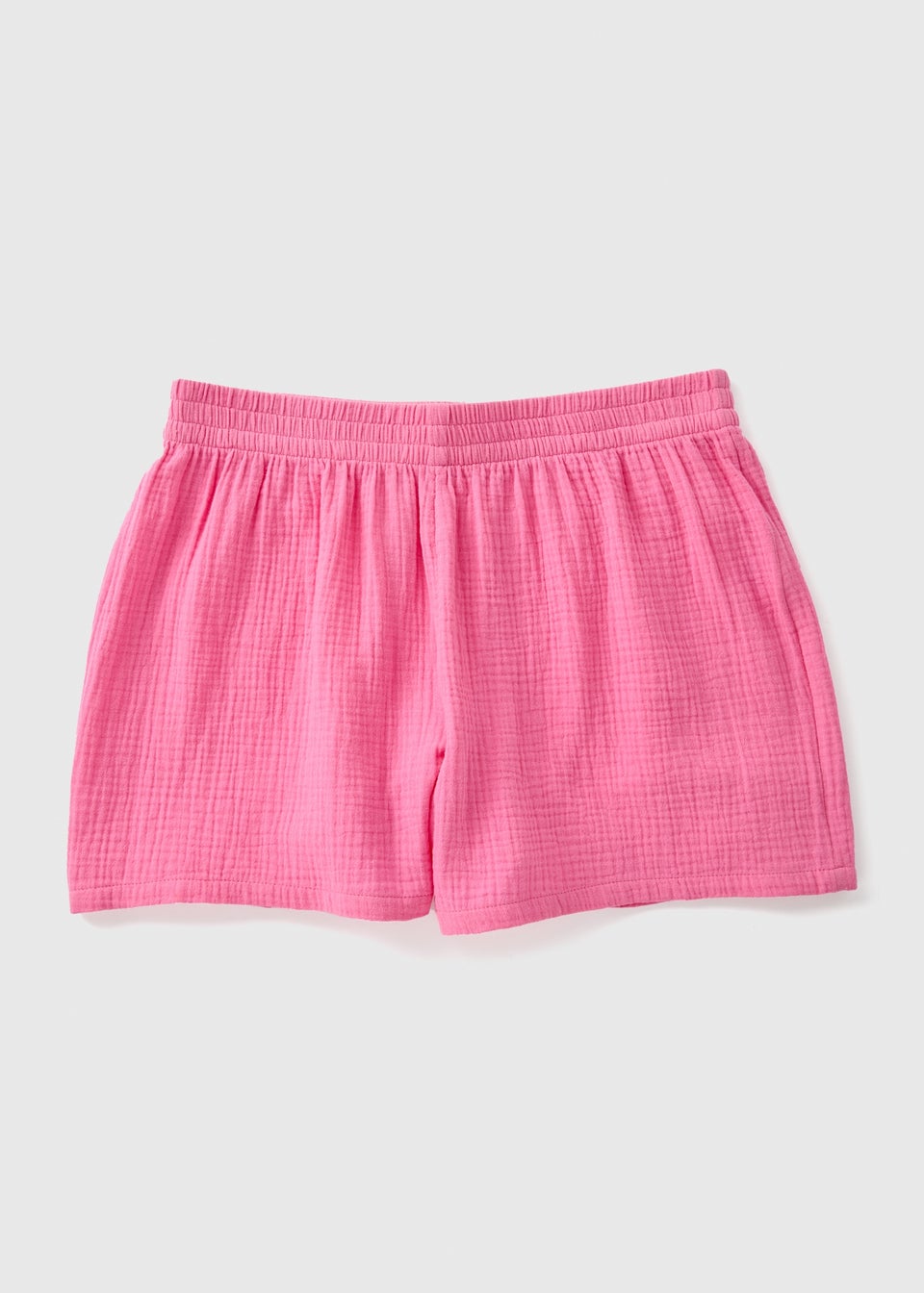 Pink Ruched Front Woven Shorts