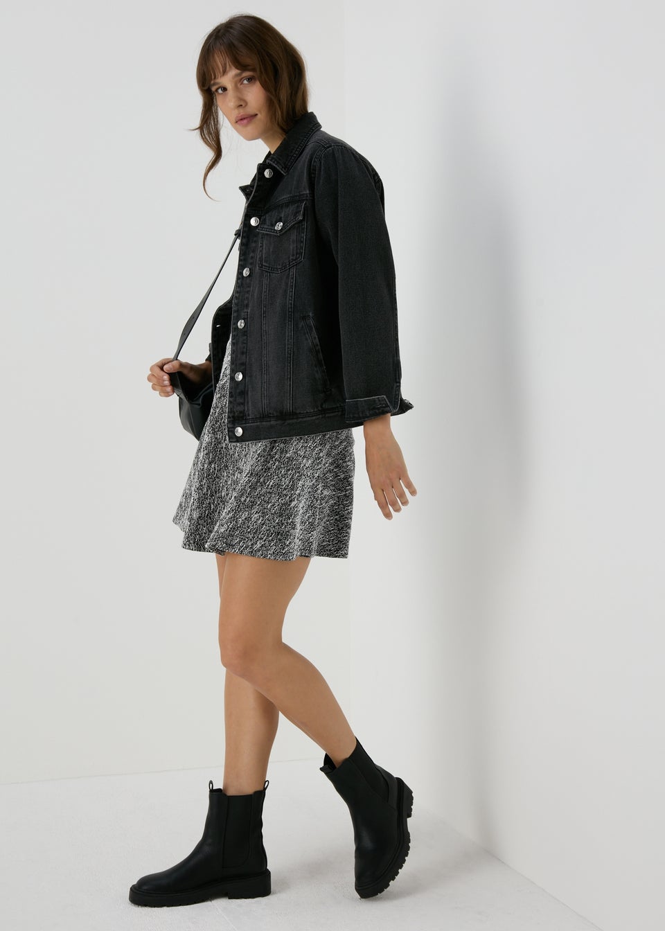 Black Boucle Mini Skirt Matalan
