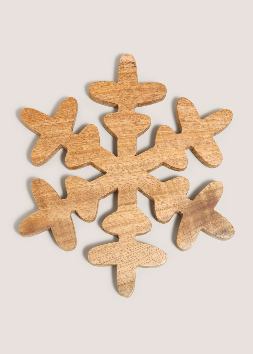 Wondrous Mango Wood Snowflake Trivet
