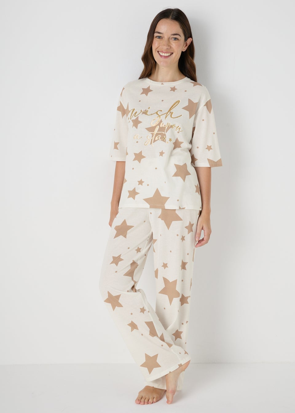 Cream Star Print Pyjama Set Matalan