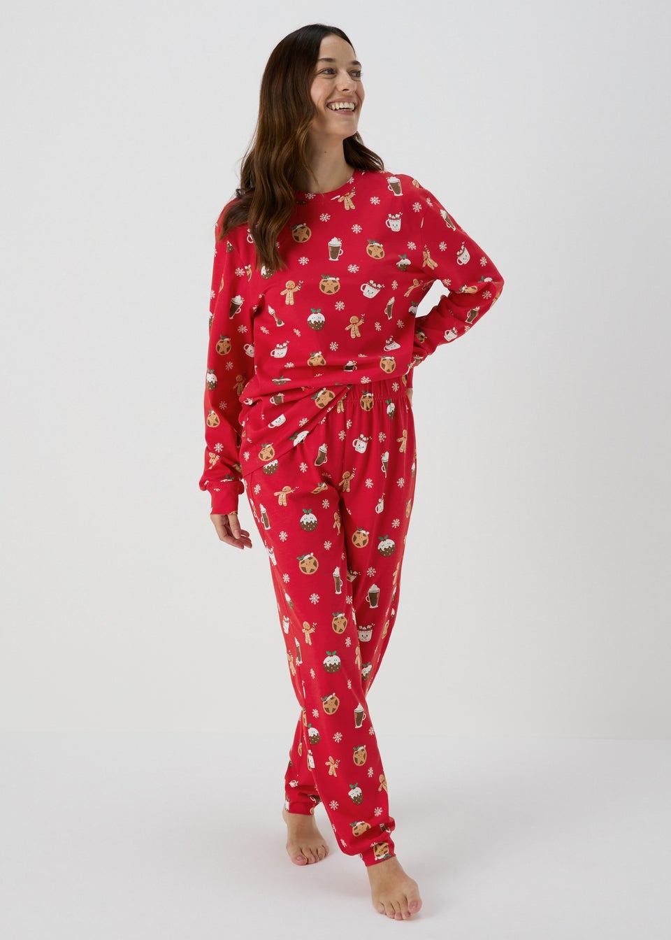 Red Christmas Gingerbread Pyjama Set Matalan
