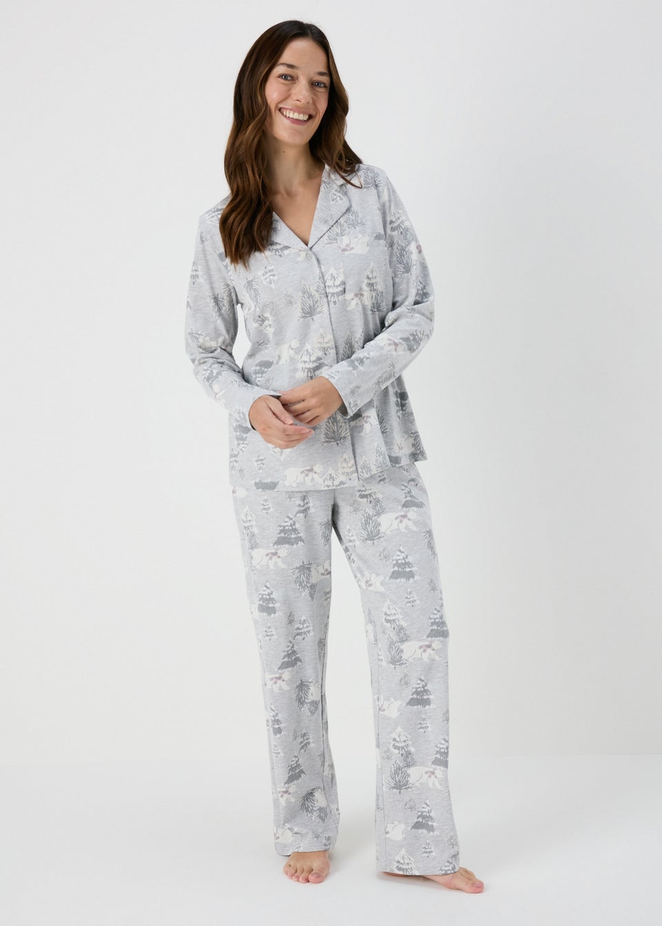 Wondrous Grey Bear Button Up Pyjama Set