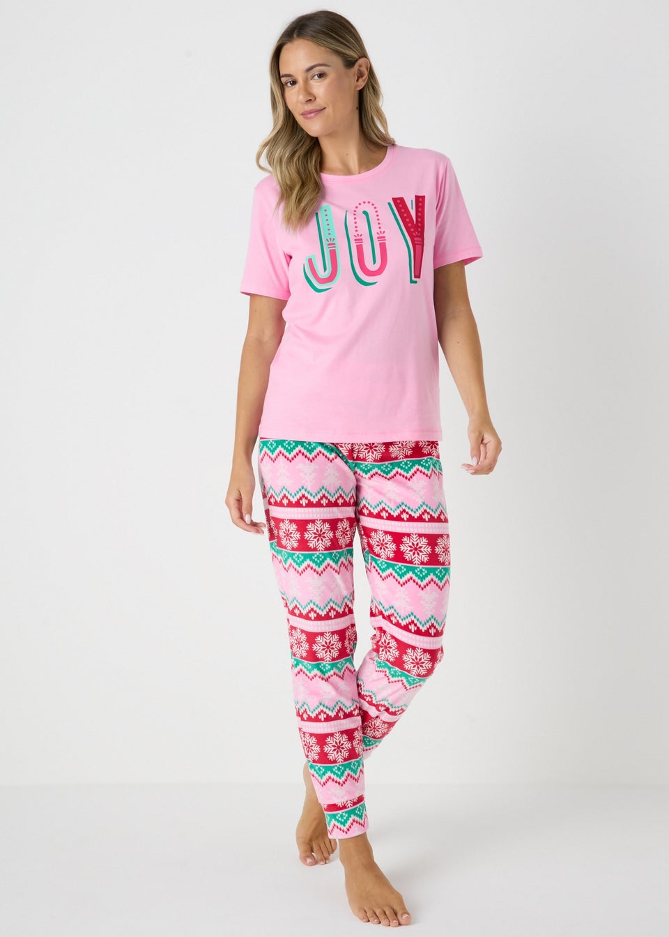 Pink Fairisle Pyjama Set Matalan