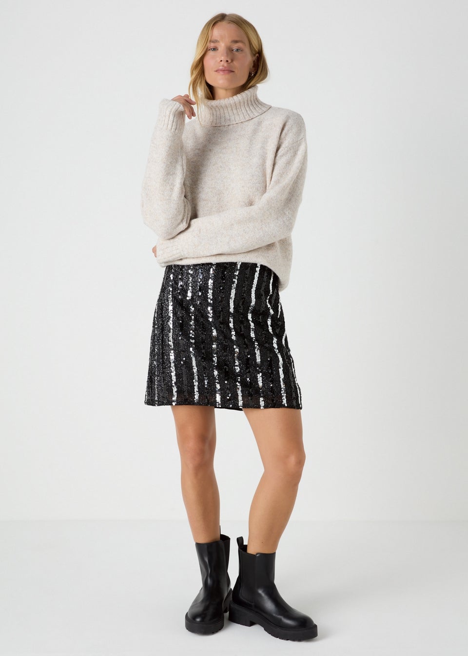 Black Sequin Mini Skirt Matalan