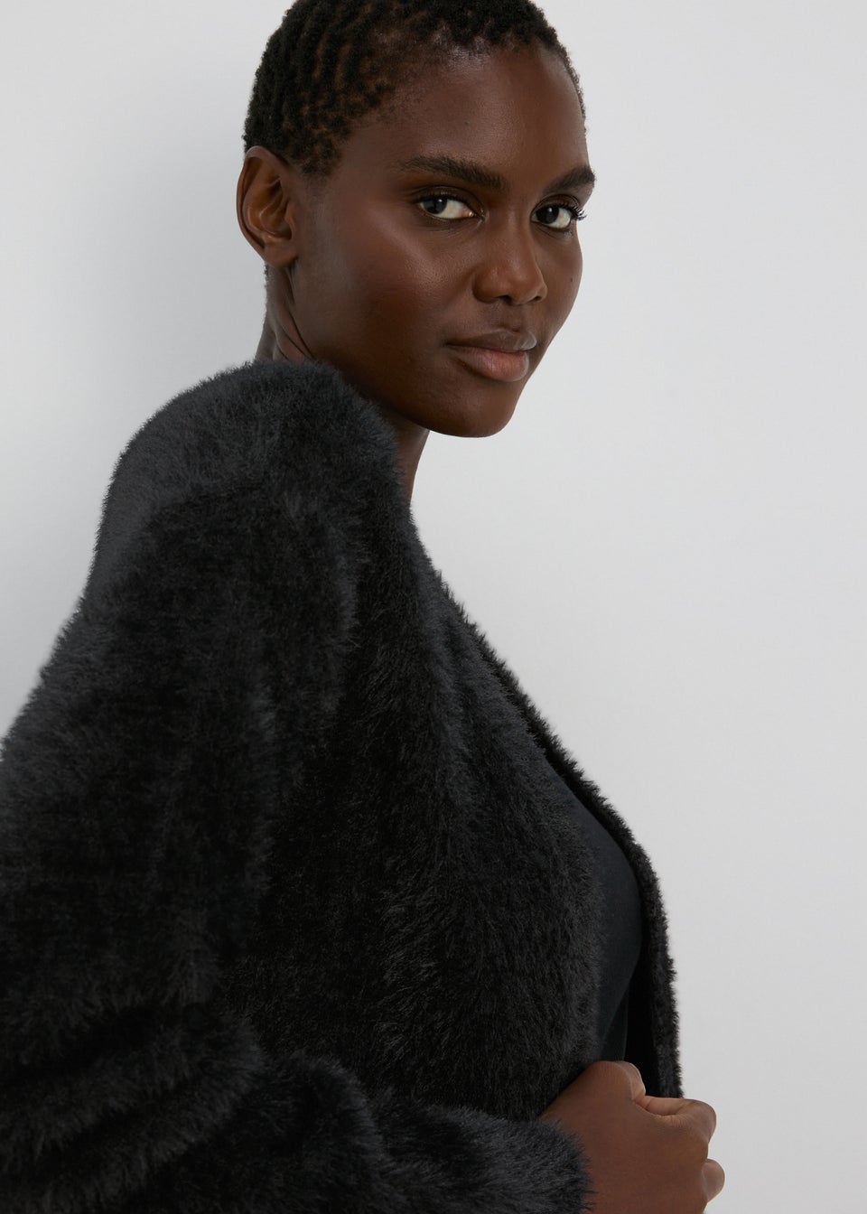 Black Fluffy Cardigan Matalan