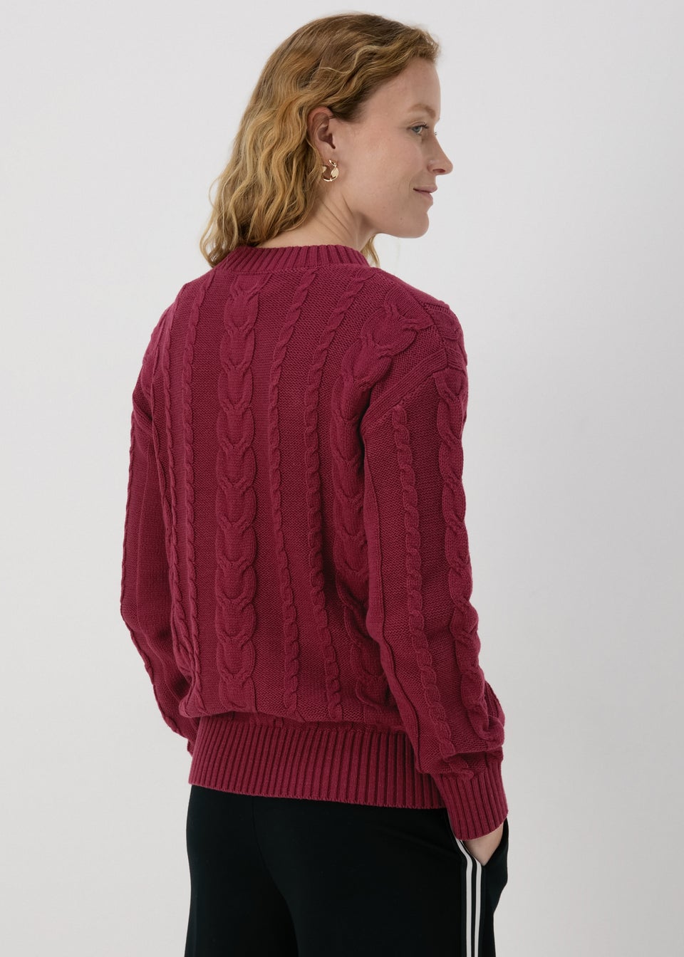 Burgundy Cable Knit Jumper Matalan