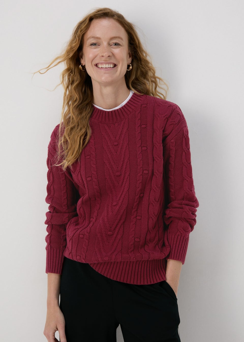 Maroon cable knit sweater outlet