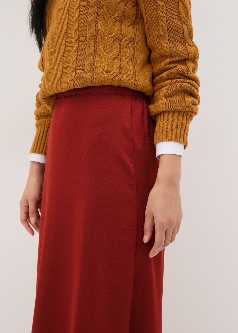 Burnt Orange Satin Midaxi Slip Skirt