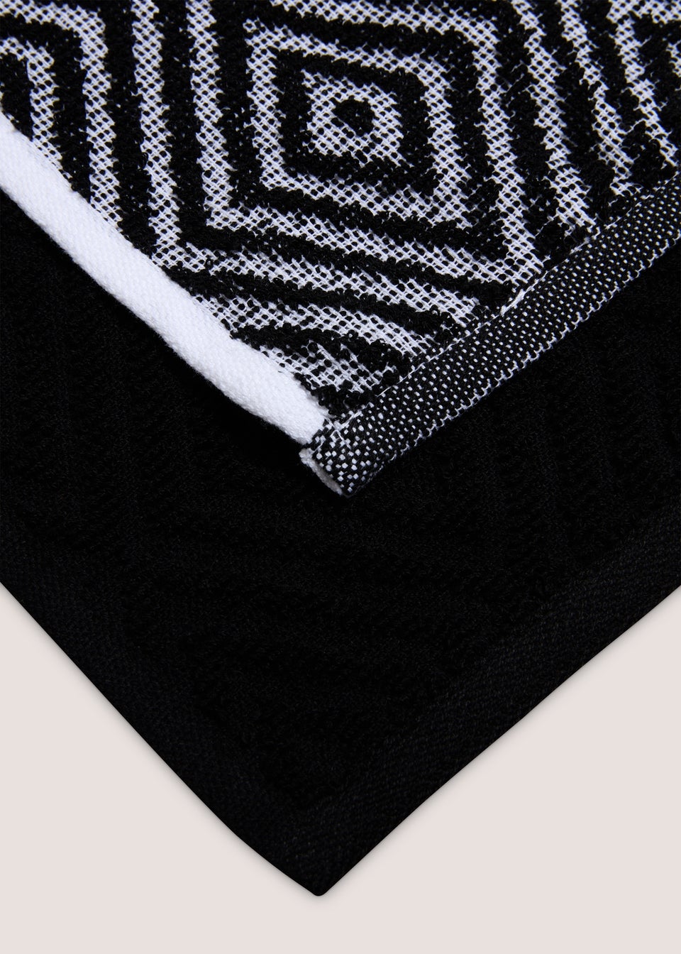 2 Pack Black Geometric Tea Towels (45cm x 70cm)