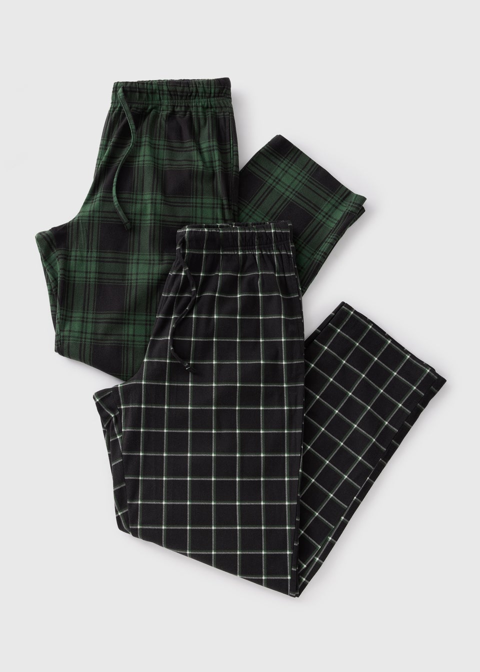 2 Pack Green Check Pyjama Bottoms Matalan