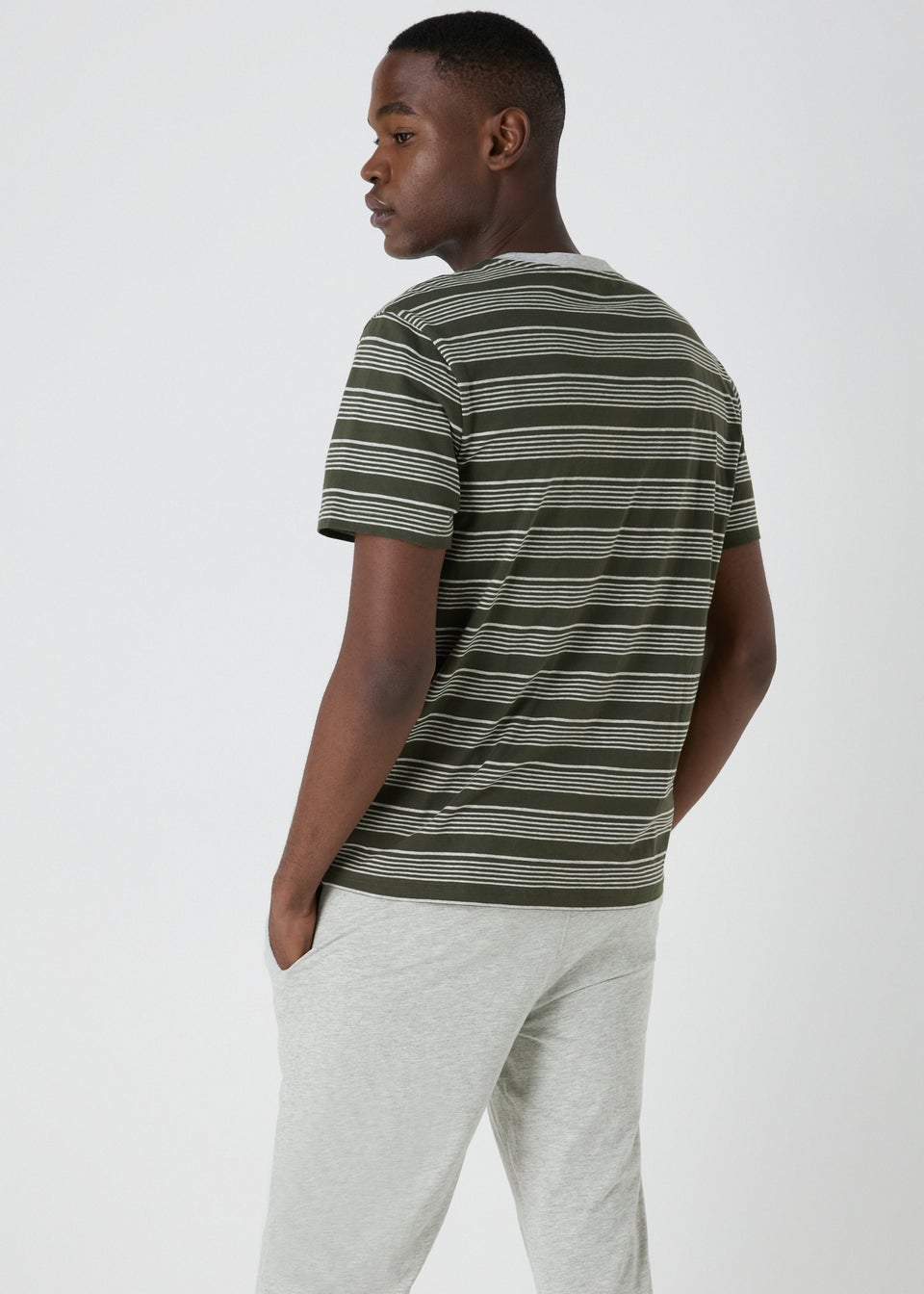 Khaki Stripe Pyjama Set Matalan
