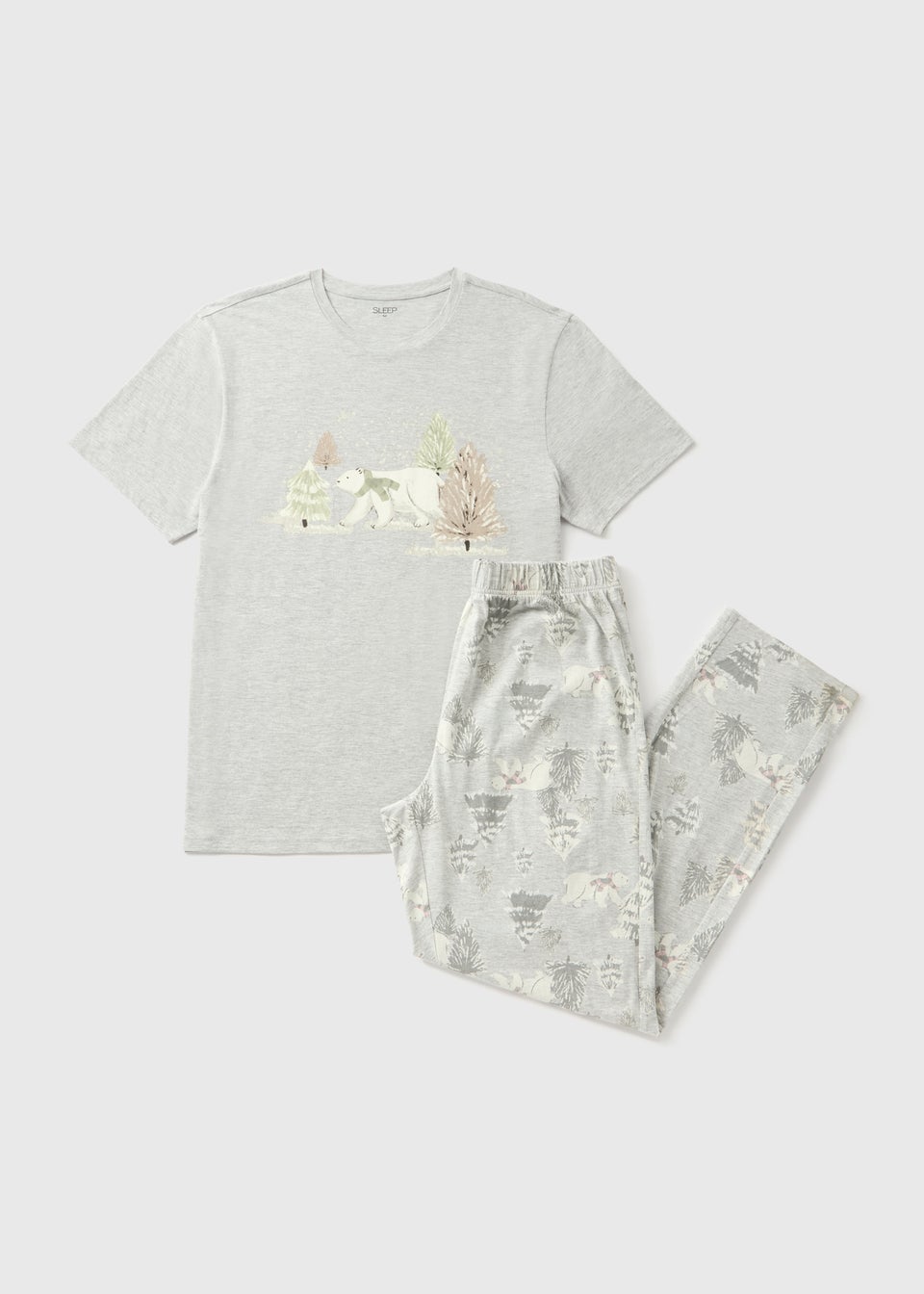 Wondrous Grey Polar Bear Pyjama Set Matalan