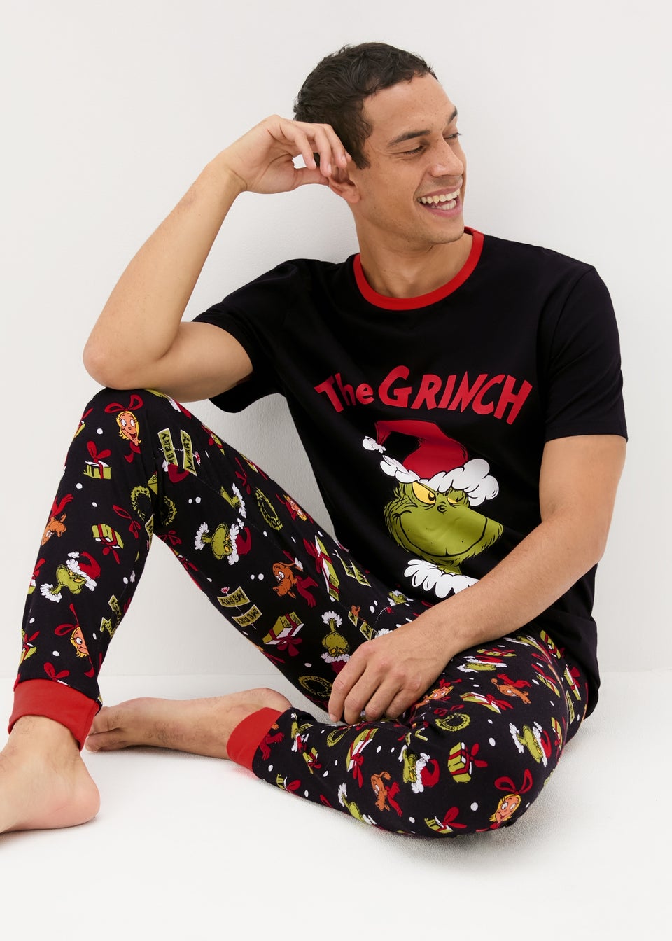 Unisex Grinch Black Christmas Pyjama Set Matalan