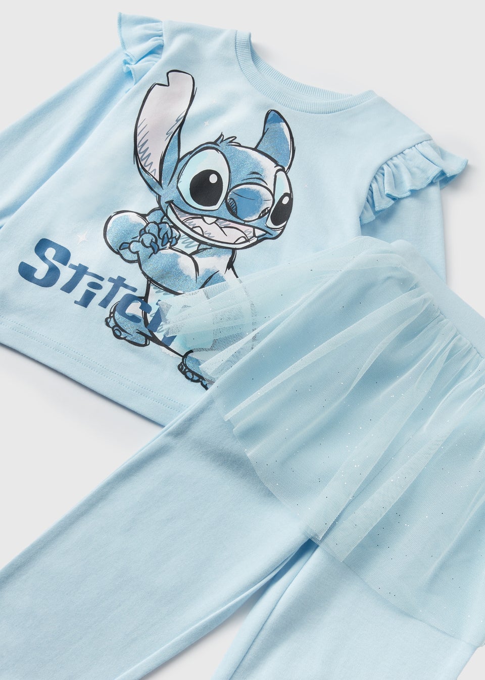 Disney Kids Blue Stitch Tutu Top Bottoms Pyjama Set 1 7yrs Matalan