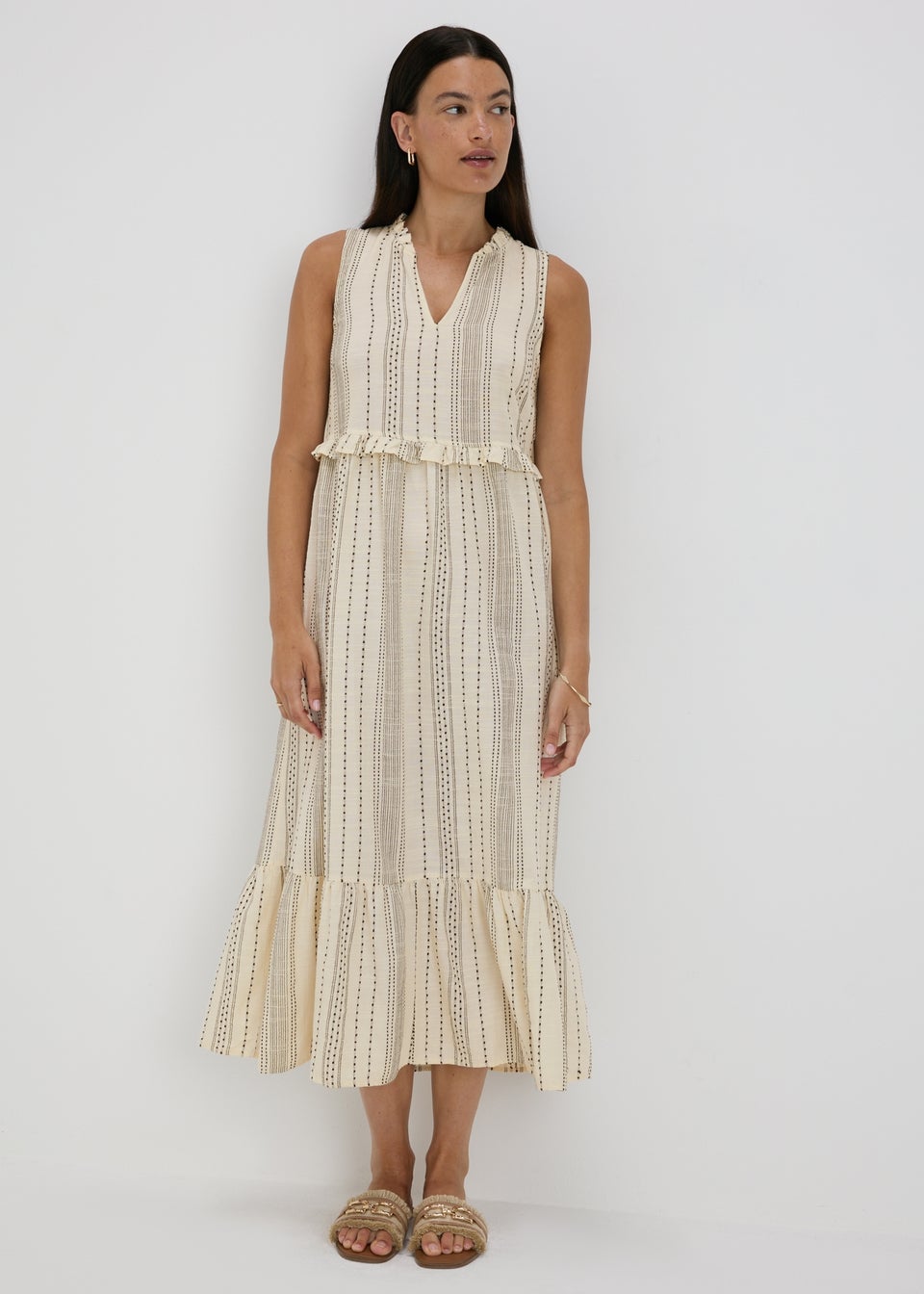Cream Midi Smock Dress