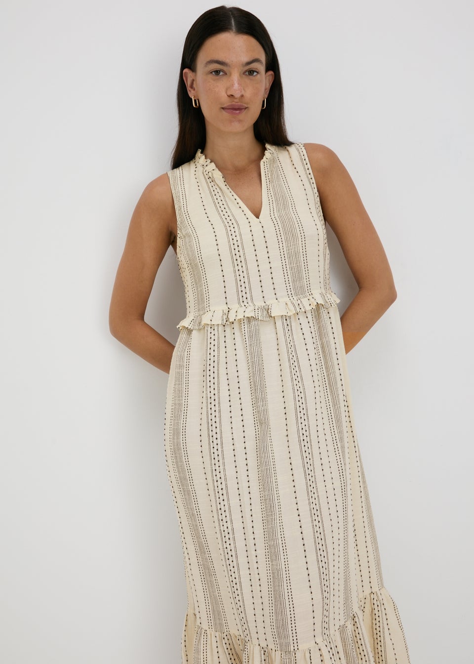 Cream Midi Smock Dress