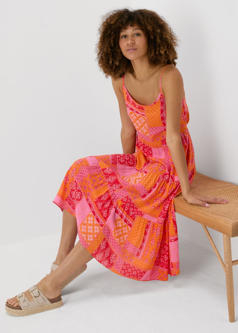 Red Patterned Cami Midi Dress Matalan