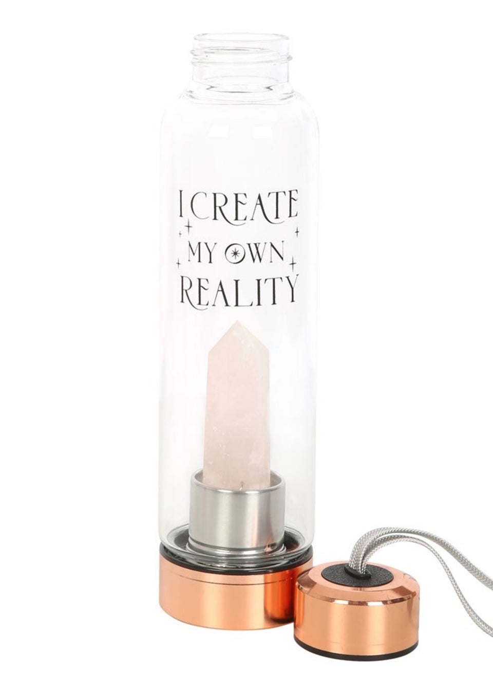 Something Different Clear Create My Own Reality Glass Rose Quartz Water Bottle