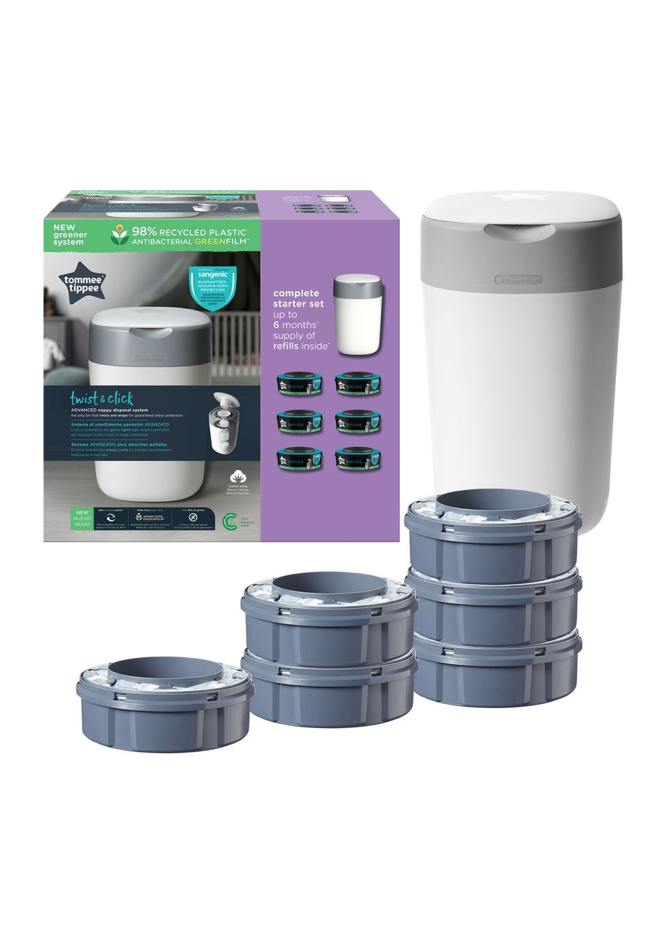 Tommee Tippee White T&C Tub + 6 Cassettes