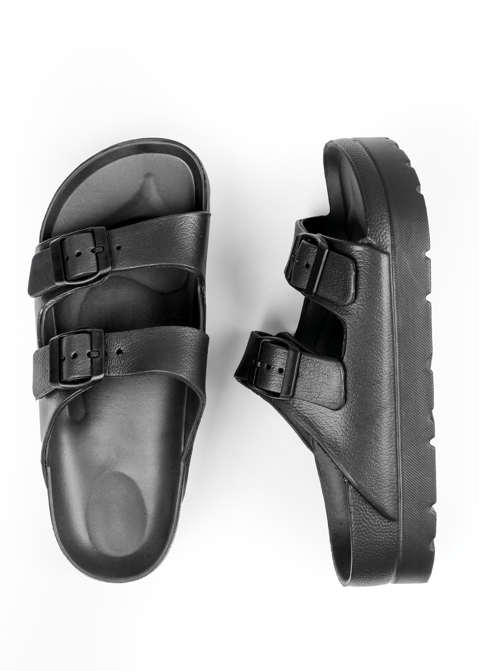 Where's That From Black Danielle Slider Sandals With Buckle