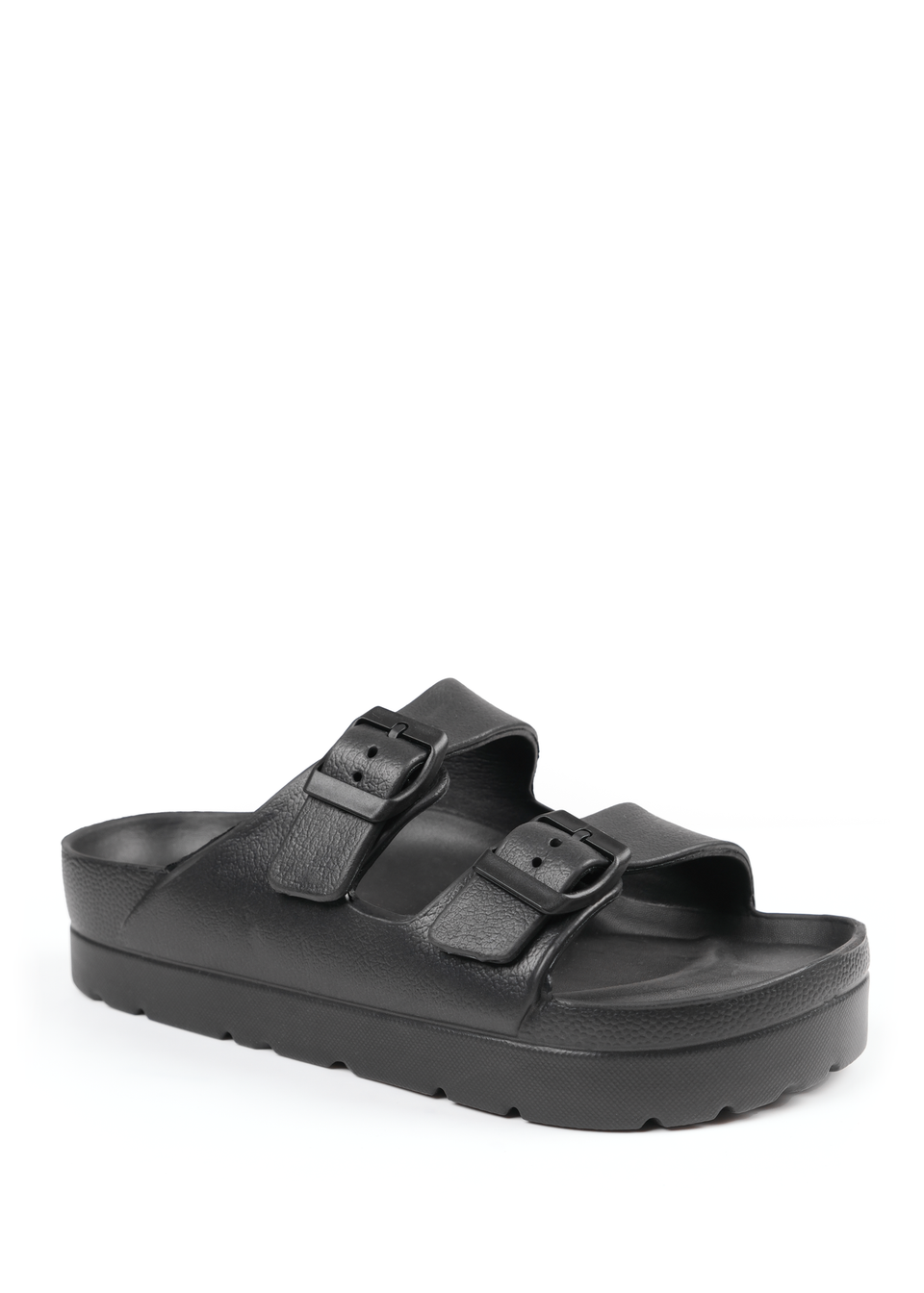 Where's That From White Danielle Slider Sandals With Buckle