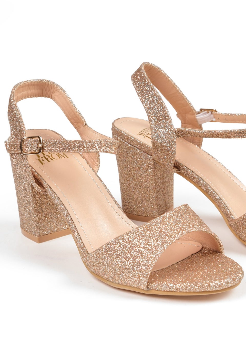 Champagne glitter sandals clearance