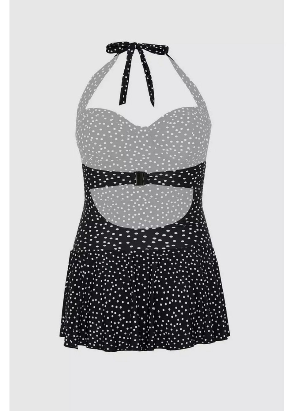 Gorgeous Black/White Spotted Skirted One Piece Swimsuit