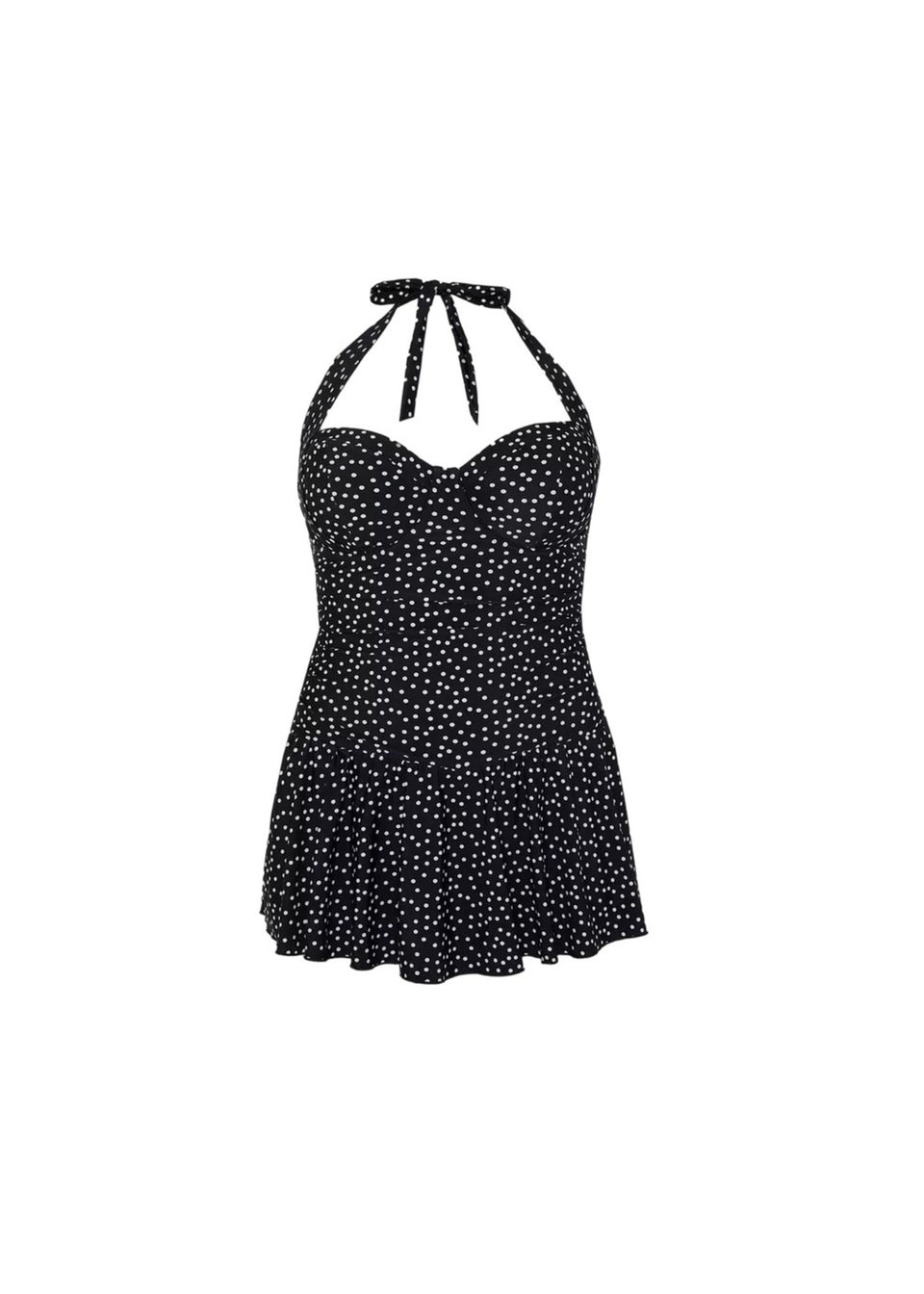 Gorgeous Black/White Spotted Skirted One Piece Swimsuit