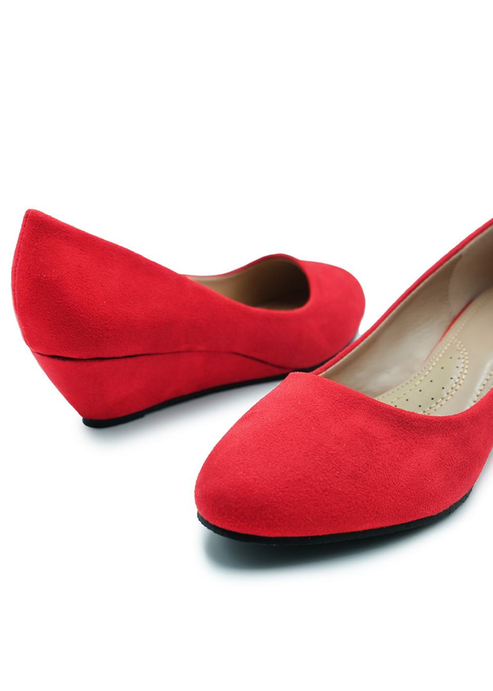 Where's That From Red Suede Kieran Platform Wedge Court Shoes