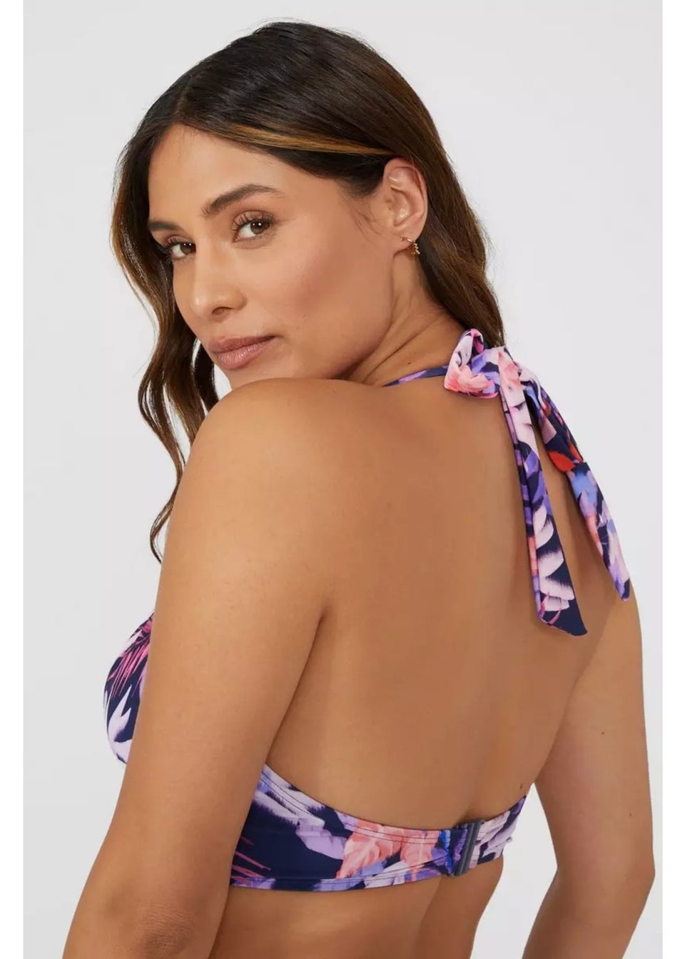 Gorgeous Navy Arianna Palm Print Underwired Bikini Top