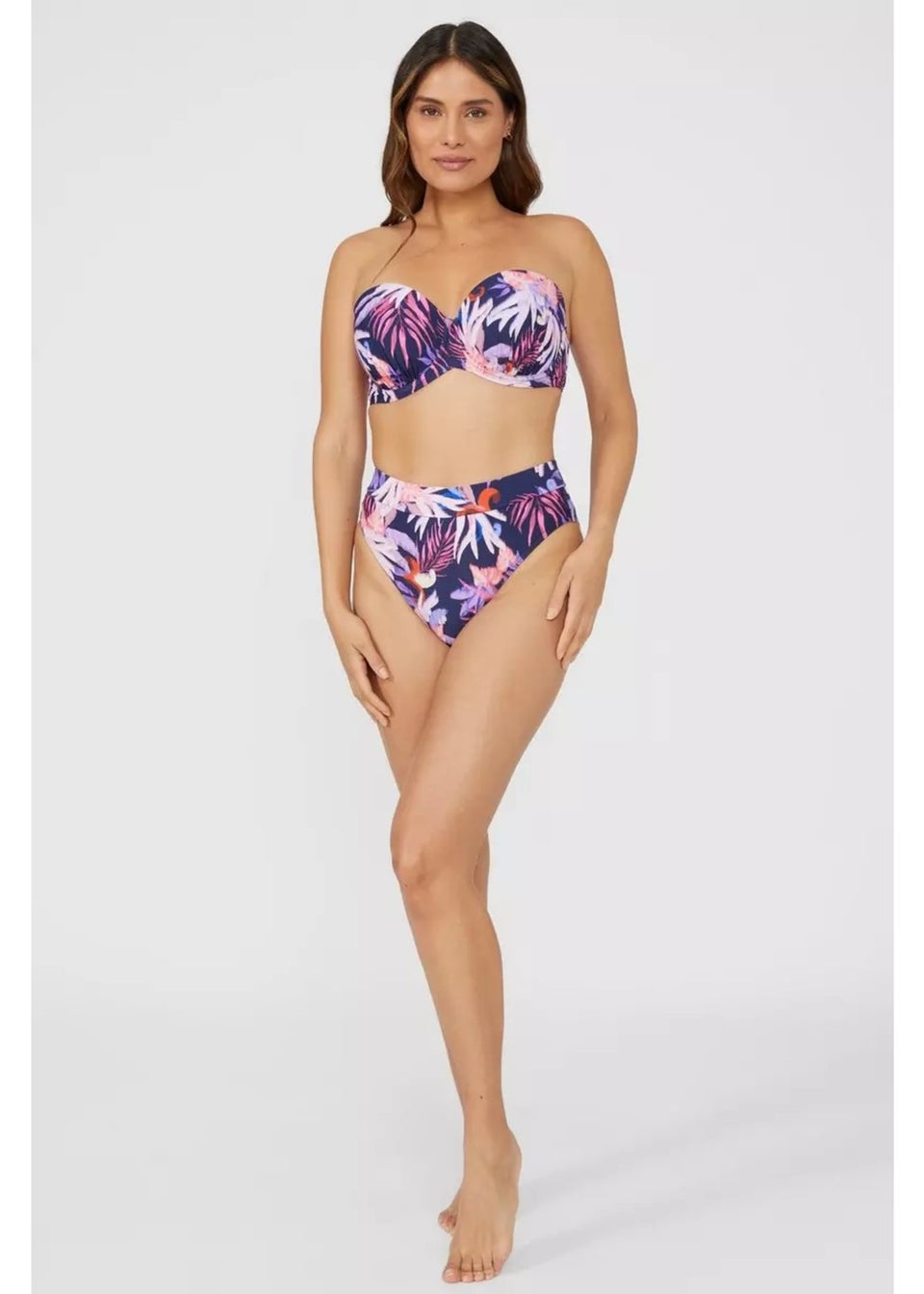Gorgeous Navy Arianna Palm Tree Strapless Bikini Top