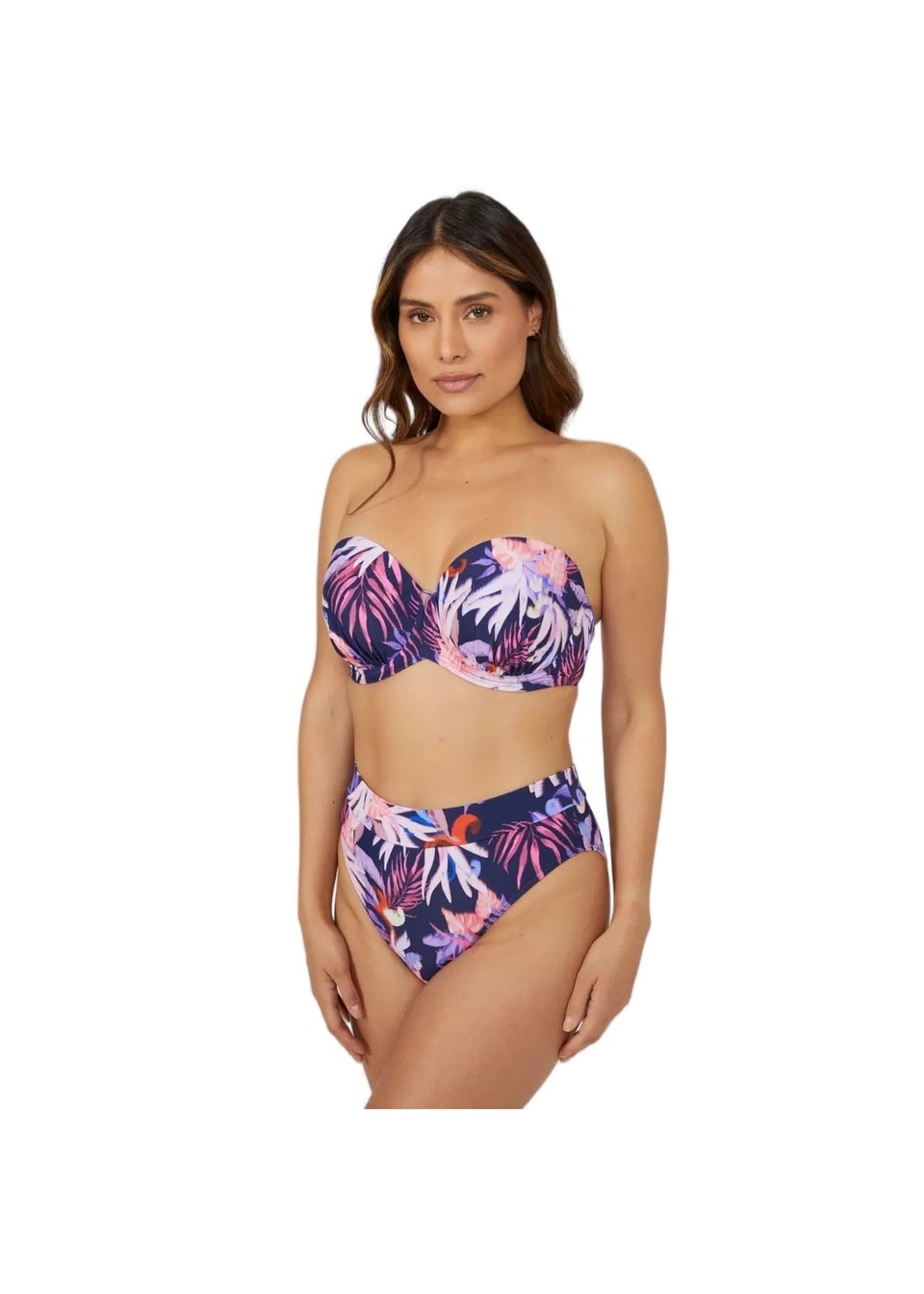 Gorgeous Navy Arianna Palm Tree Strapless Bikini Top
