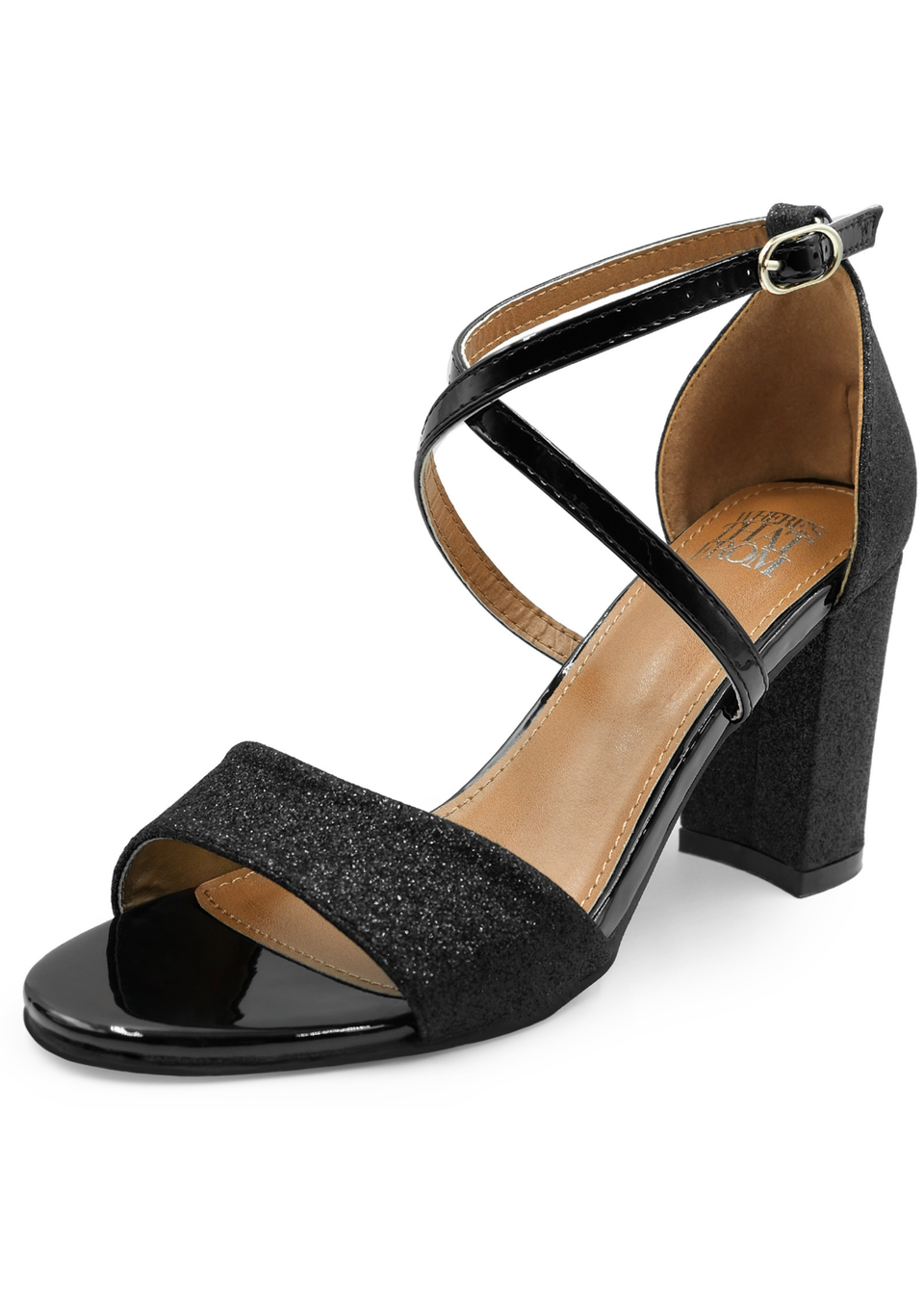Where's That From Black Ruth Mid High Block Heel Sandals