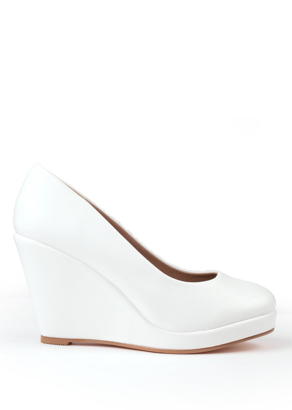Where's That From White Pu Luisa Platform Wedge Court Shoes