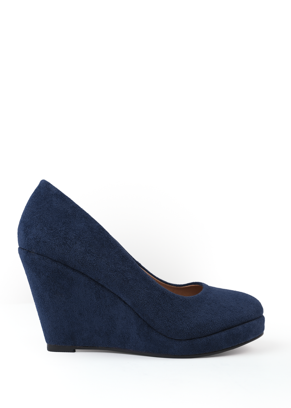 Where's That From Navy Suede Luisa Platform Wedge Court Shoes