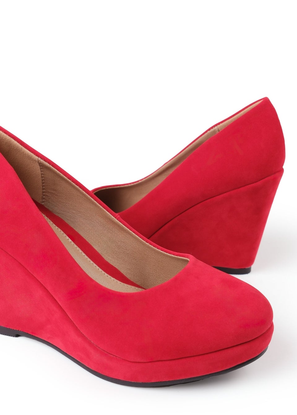 Where's That From Red Suede Luisa Platform Wedge Court Shoes