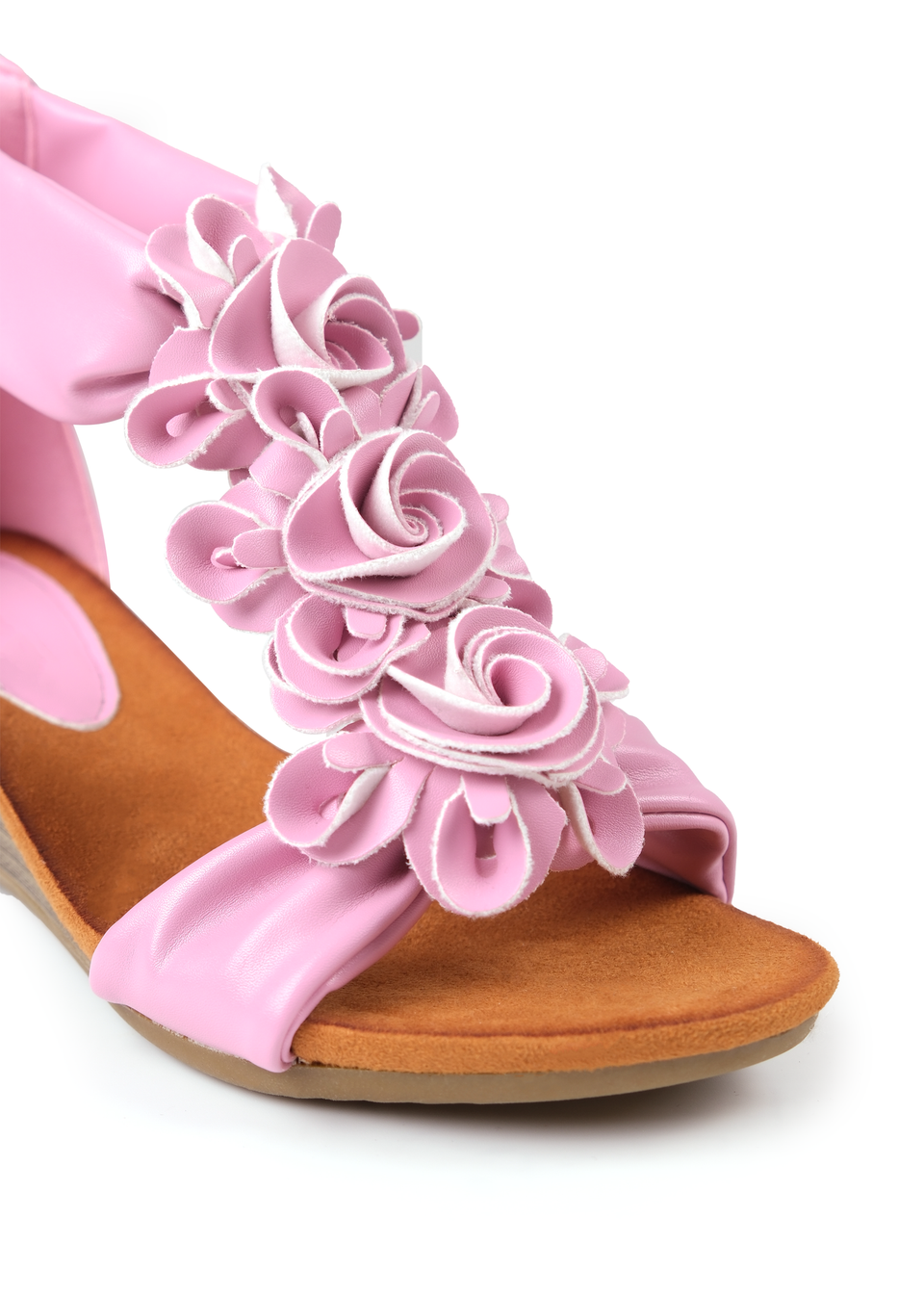 Where's That From Pink Pu Abilene Low Wedge Heel Sandals