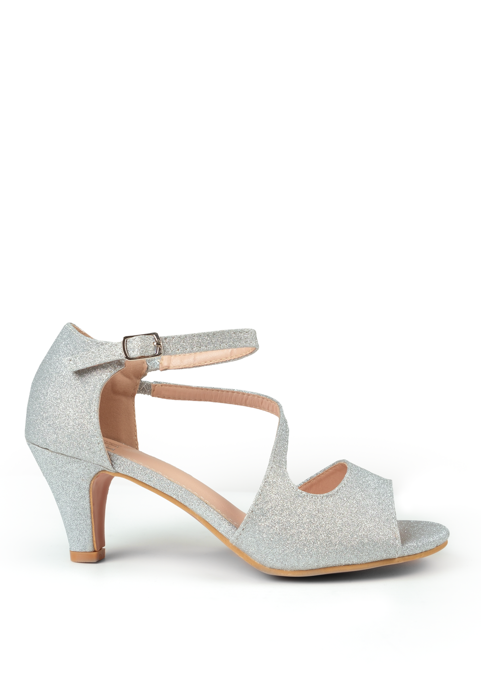 Where's That From Silver Glitter Beatrice Low Kitten Heels