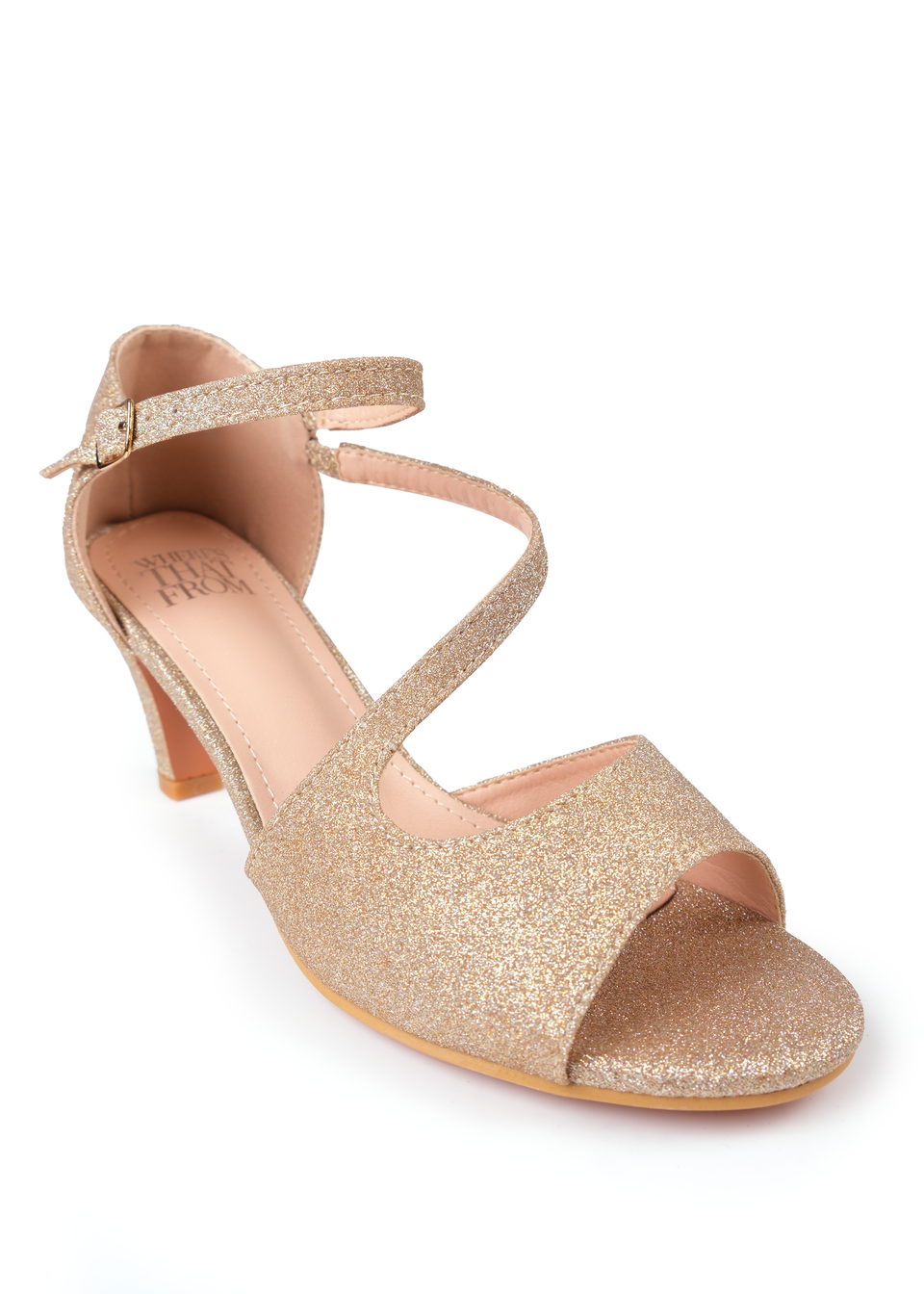 Where's That From Champagne Glitter Beatrice Low Kitten Heels