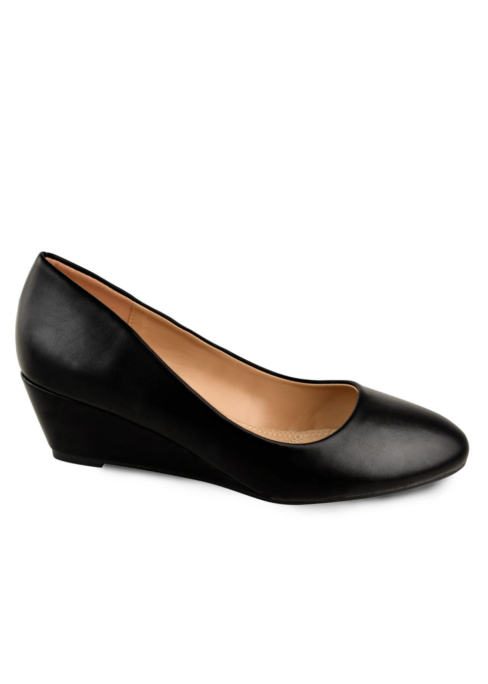 Where's That From Black Pu Kieran Platform Wedge Court Shoes