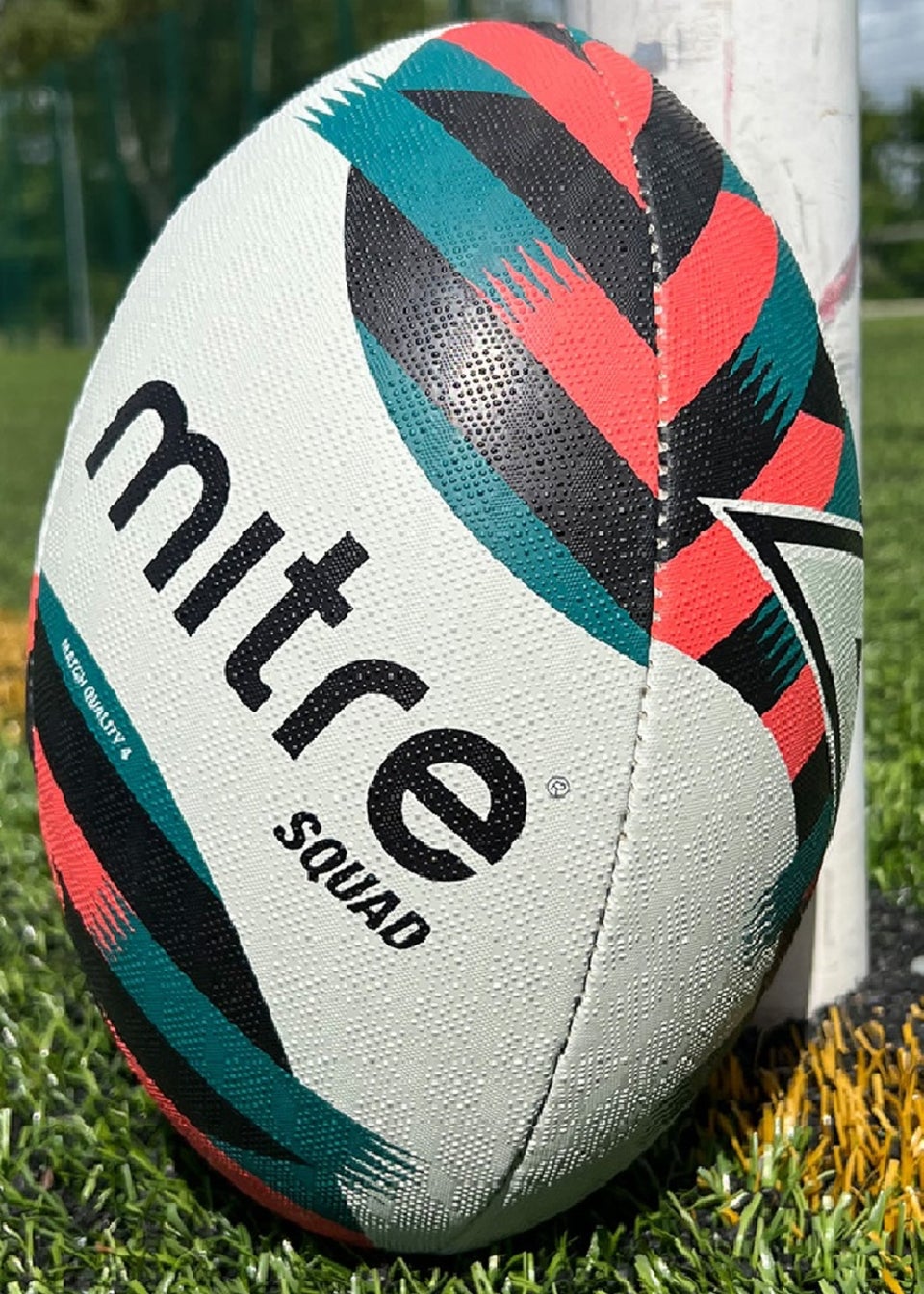 Mitre White / Light Blue Squad Rugby Ball